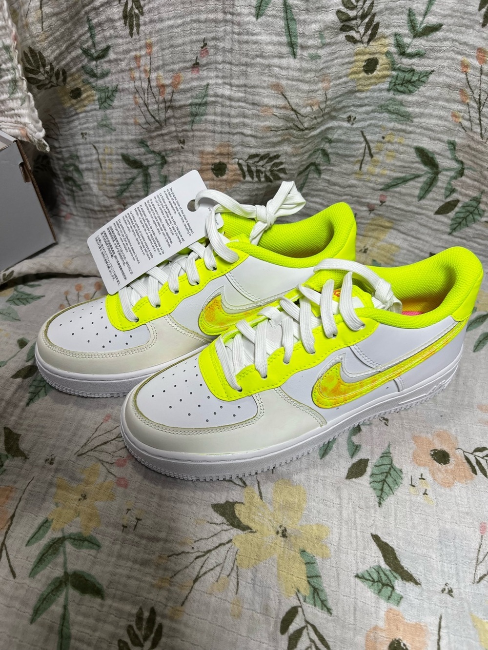 Nike Air Force 1 LV8 Neon Yellow and White Shoes